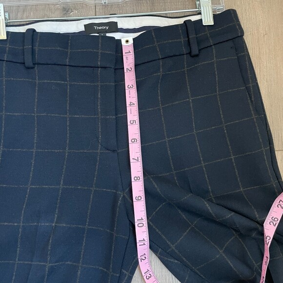 Theory Womens Windowpane Dress Pants Navy office work academia - Picture 7 of 9